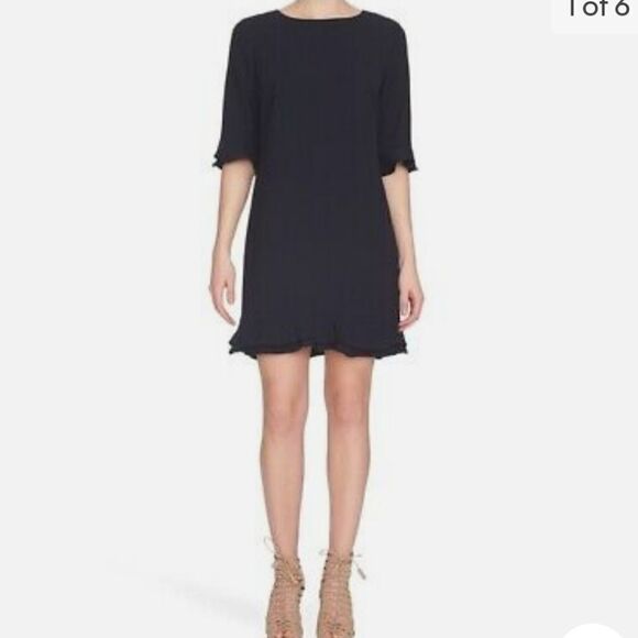 CeCe by Cynthia Steffe Navy Blue Kate Ruffled Hem Shift Dress - Picture 7 of 16